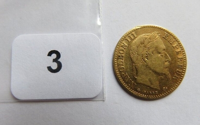 Monnaie or - 10 Francs Napoléon III, tête laurée 1862 A (gros 10) TB+ coup sur la tranche