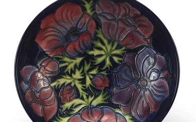 Moorcroft pottery bowl hand painted with flowers, numbered 3...