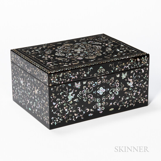 Mother-of-pearl Inlaid Black Lacquer Box