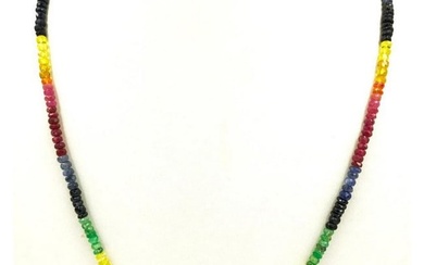 Multi color sapphire faceted beads string necklace