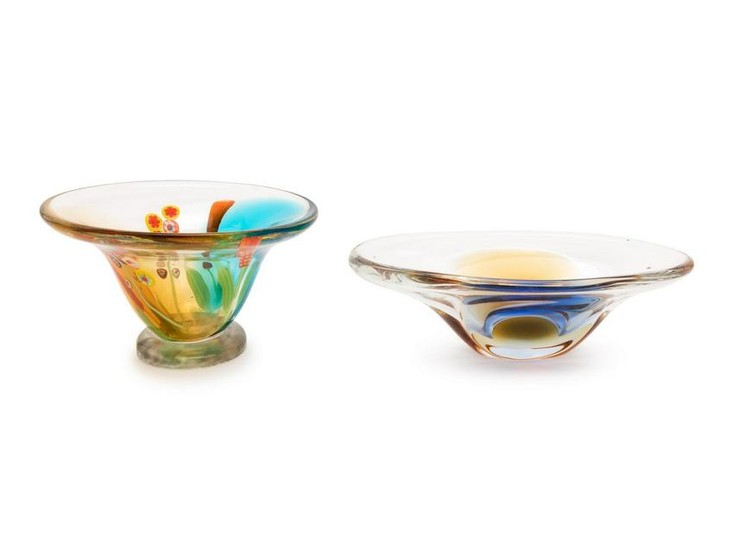 Murano Italy, 20th Century Two Glass Bowls