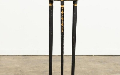 NEOCLASSICAL STYLE BLACK & GILT CANDLE STAND