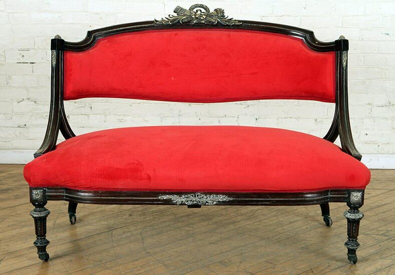 NEOCLASSICAL STYLE MAHOGANY AND BRONZE SETTEE