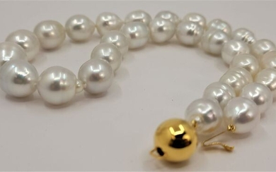 NO RESERVE - 11x14.2mm Australian South Sea Pearls - 925 Silver - Necklace