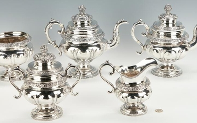 NY Coin Silver Tea Set, Baldwin Gardiner, Cox & Clark
