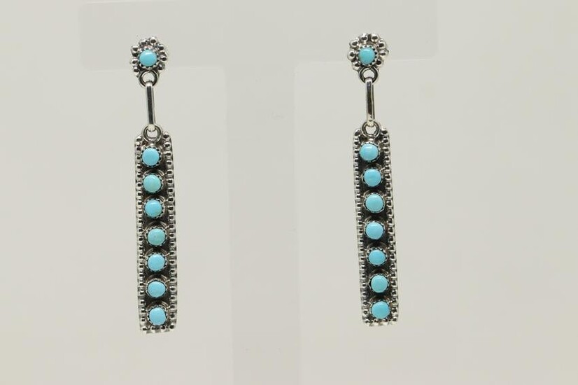 Native American Zuni Sterling Petit Point Turquoise