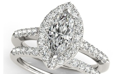 Natural 2.03 CTW Diamond Engagement Ring SET 18K White Gold