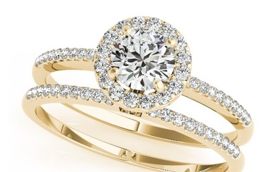 Natural 2.07 CTW Diamond Engagement Ring SET 18K Yellow Gold