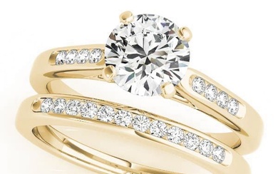 Natural 2.07 CTW Diamond Engagement Ring SET 18K Yellow Gold