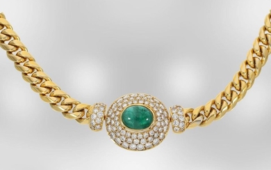 Necklace: high-quality attractive emerald necklace with diamonds, 18K...