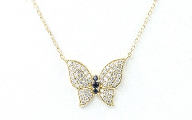 Necklace with pendant Yellow gold Sapphire - Diamond