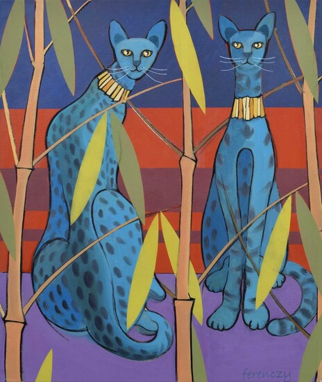 Nicholas Ferenczy (British 1959-) "Pair of Egyptian Mau Cats"