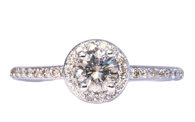 No Reserve Price - 0.66 ctw - 14 kt. White gold - Ring - 0.40 ct Diamond - Diamonds