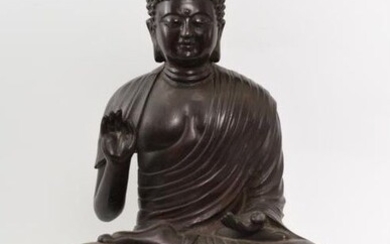 Okimono - Bronze - Large size ancient bronze statue of Yakushi Nyorai 薬師如来 (The Buddha of Medicine) - Japan - 19th century (Edo/Meiji period)