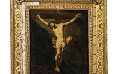 Old Master Crucifixion Painting with Sotheby's Tag