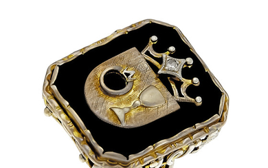 Onyx-Brillant-Ring GG 333/000 unmarked, expertized, with an octagonal...