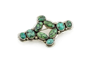Oscar Betz Patasi Silver Turquoise Brooch