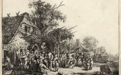 Ostade, Adriaen van (1610-1685). The dance under the trellis. Etching,...