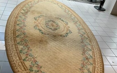 Oval contemporary design carpet Aubusson style
