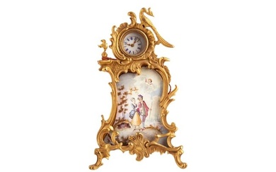 PAINTED FRENCH ENAMEL PLAQUE WITH CLOCK