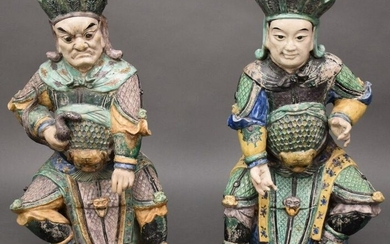 PAIR LARGE CHINESE QING DYNASTY PORCELAIN FIGURES.