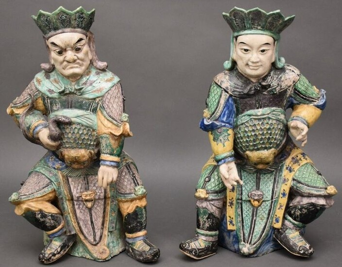 PAIR LARGE CHINESE QING DYNASTY PORCELAIN FIGURES.