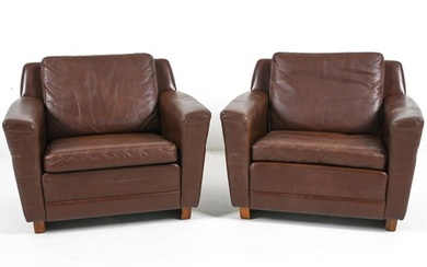 PAIR OF GEORG THAMS ROSEWOOD & LEATHER ARMCHAIRS