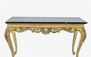 Pair of Italian Rococo Style Console Marble Tops tables