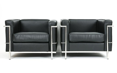PAIR OF LOUNGE CHAIRS, STYLE OF LE CORBUSIER LC2