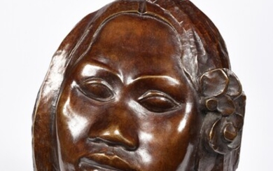 PAUL GAUGUIN (1848-1903) Masque de jeune Tahitienne « Tehura » Épreuve en bronze à patine...