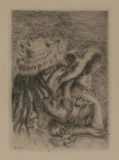 PIERRE AUGUSTE RENOIR (France, 1841-1919), Le Chapeau Épinglé (3e planche), 1894., Etching