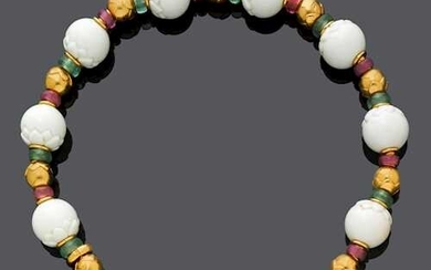 PORCELAIN, TOURMALINE AND GOLD NECKLACE, BY BULGARI.