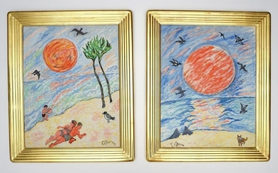 Pair Emil Armin Florida Beach Paintings