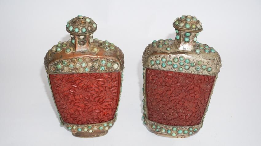 Pair Large Vintage Chinese Snuff Bottles