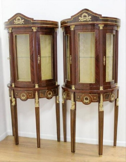 Pair Of French Empire Style Inlaid Cabinets