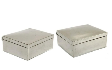 Pair Wood Lined Hinged Sterling Silver Cigarette Boxes
