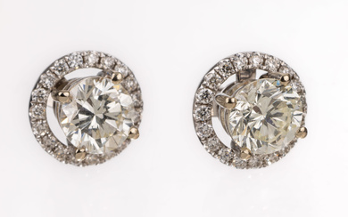 Pair of 18 kt gold brilliant-earrings , WG 750/000, 2...