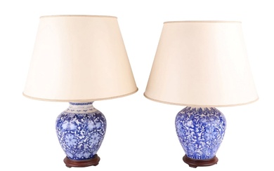 Pair of Blue & White Porcelain Vases