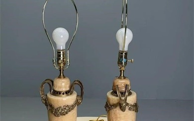 Pair of Chelsea House Marble & Bronze Table Lamps