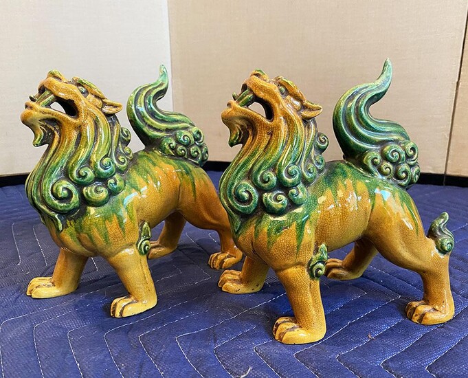Pair of Chinese Ceramic Guard Lions, RM2A