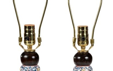Pair of Chinese Enamel Decorated Porcelain Vases as Lamps