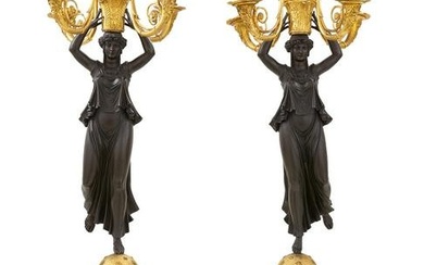 Pair of French Bronze Candelabra