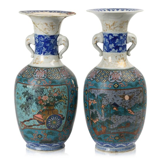 Pair of Large Takeuchi Chubei Totai Vases