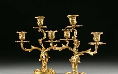 Pair of Late 19th C. Louis XV Style Gilt Bronze Candelabras