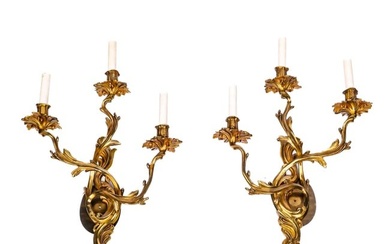 Pair of Louis XV-Style Large Bronze Scones