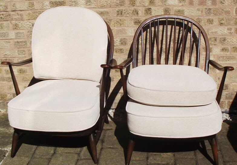 Pair of Mid-century Ercol old colonial 203 low easy...
