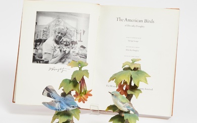 Pair of Royal Worcester ‘Cerulean Warbler and Maple’ Bird Models, Dorothy Doughty, 1965