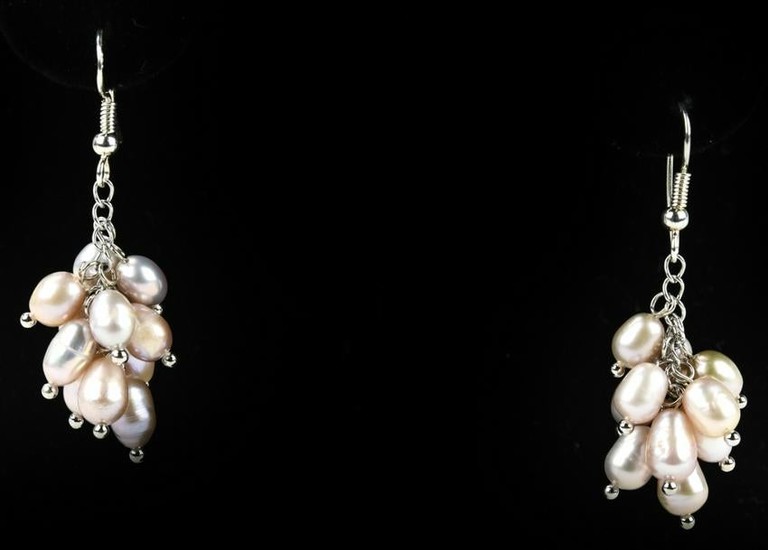 Pair of Sterling Silver & Baroque Pearl Earrings