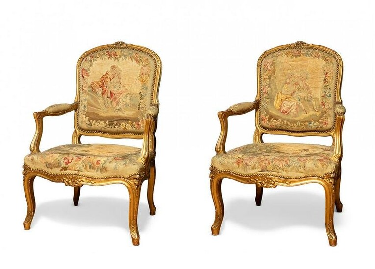 Pair of armchairs, Louis XV style; France, late 19th