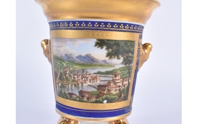 Paris porcelain pot pourri vase and cover, painted with a Sw...